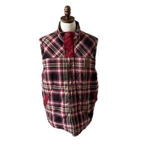 Lifted Research Group LRG Plaid Quilted Winter‎ Vest Puffy Preppy Men's Sz Large